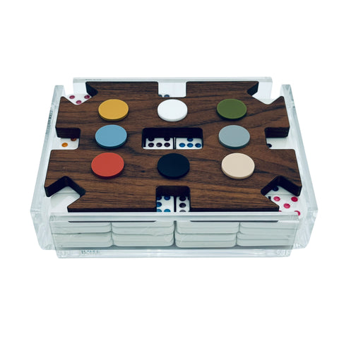 “El Tren” Walnut Mexican Train Dominoes Set