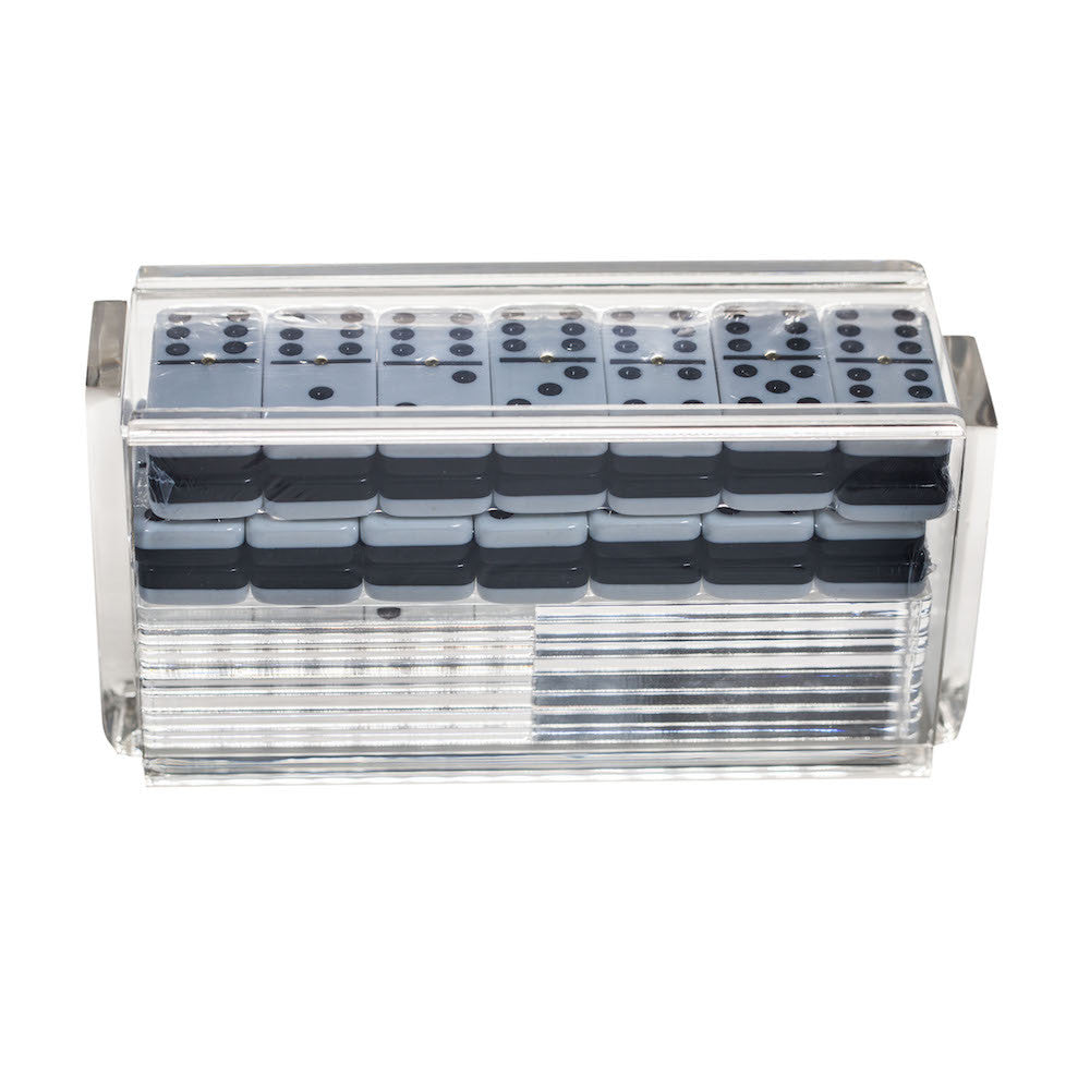 "El Catire" Domino Set with Racks - Clear
