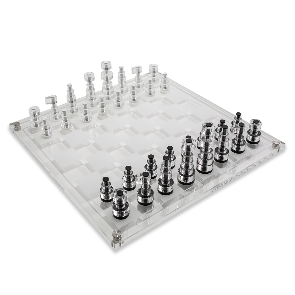 3d glass chess board