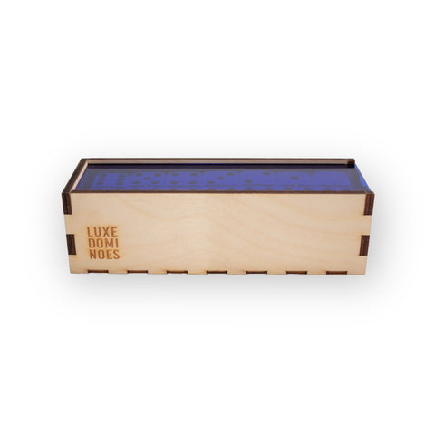 Jumbo American Blue Mah Jongg Tiles in a Wooden Box